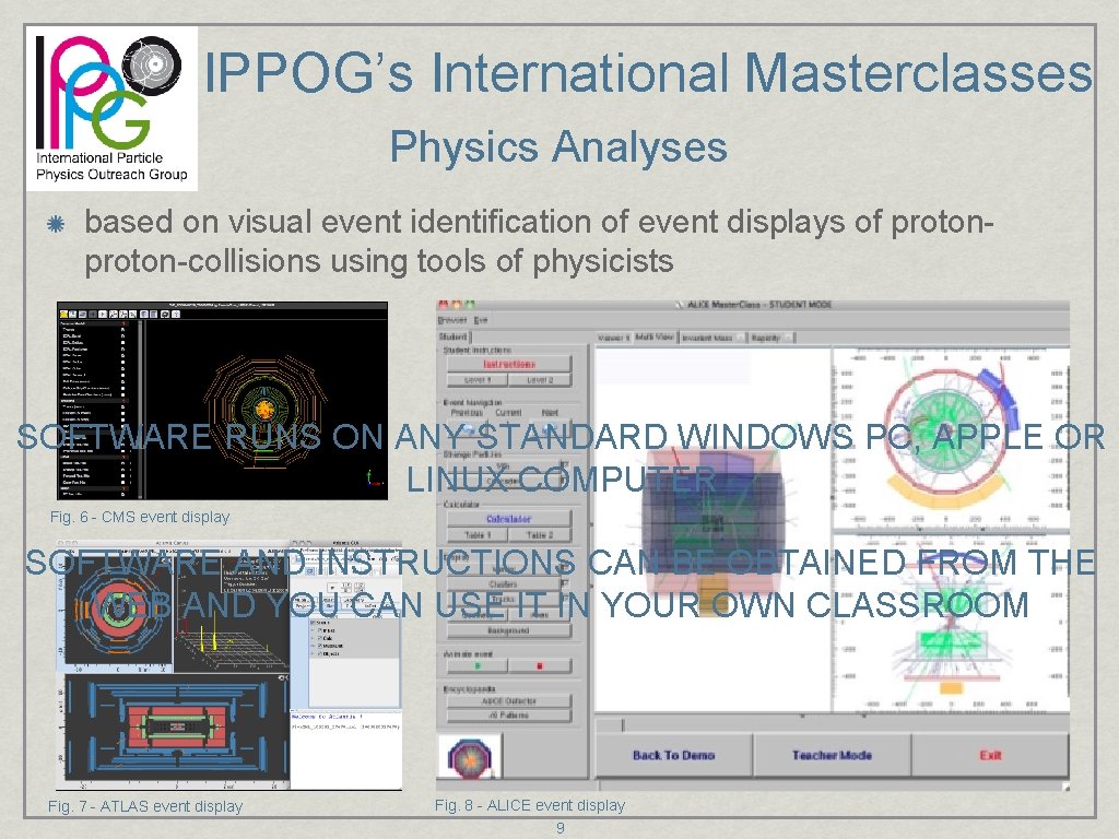 IPPOG’s International Masterclasses Physics Analyses based on visual event identification of event displays of