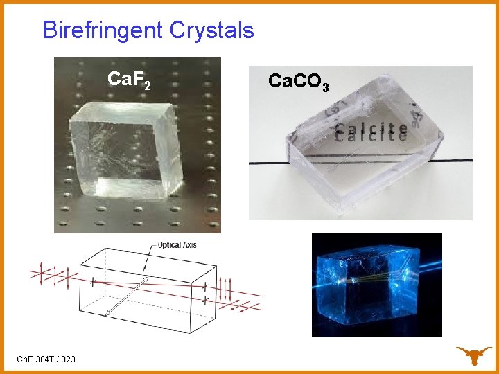Birefringent Crystals Ca. F 2 Ch. E 384 T / 323 Ca. CO 3