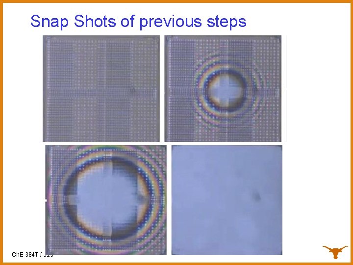 Snap Shots of previous steps Ch. E 384 T / 323 