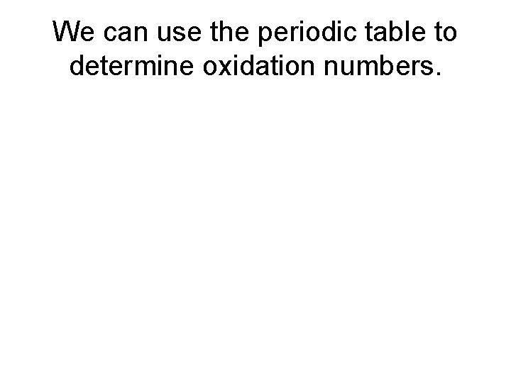 We can use the periodic table to determine oxidation numbers. 