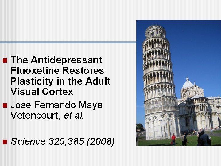 The Antidepressant Fluoxetine Restores Plasticity in the Adult Visual Cortex n Jose Fernando Maya
