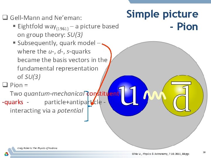 q Gell-Mann and Ne’eman: § Eightfold way(1961) – a picture based on group theory: