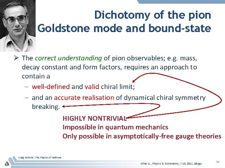 Dichotomy of the pion Goldstone mode and bound-state Ø The correct understanding of pion