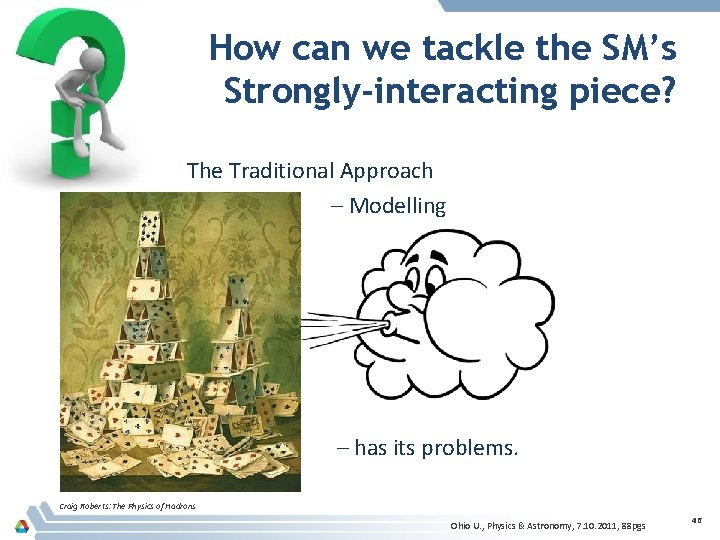 How can we tackle the SM’s Strongly-interacting piece? The Traditional Approach – Modelling –