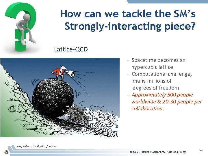 How can we tackle the SM’s Strongly-interacting piece? Lattice-QCD – – Spacetime becomes an