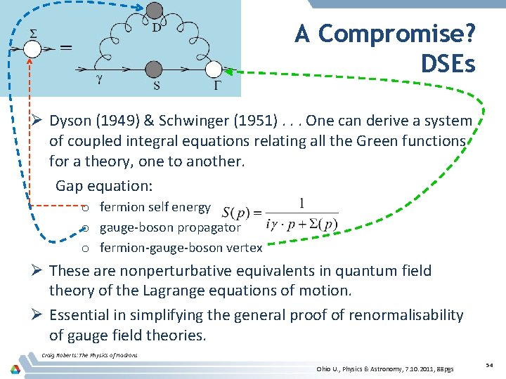 A Compromise? DSEs Ø Dyson (1949) & Schwinger (1951). . . One can derive