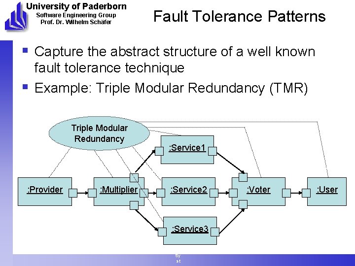 University of Paderborn Software Engineering Group Prof. Dr. Wilhelm Schäfer Fault Tolerance Patterns §