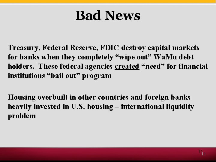 Bad News Treasury, Federal Reserve, FDIC destroy capital markets for banks when they completely