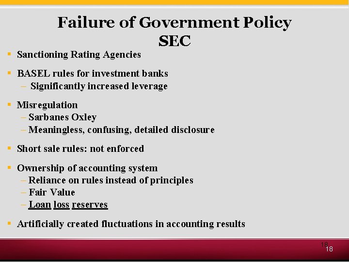 Failure of Government Policy SEC § Sanctioning Rating Agencies § BASEL rules for investment