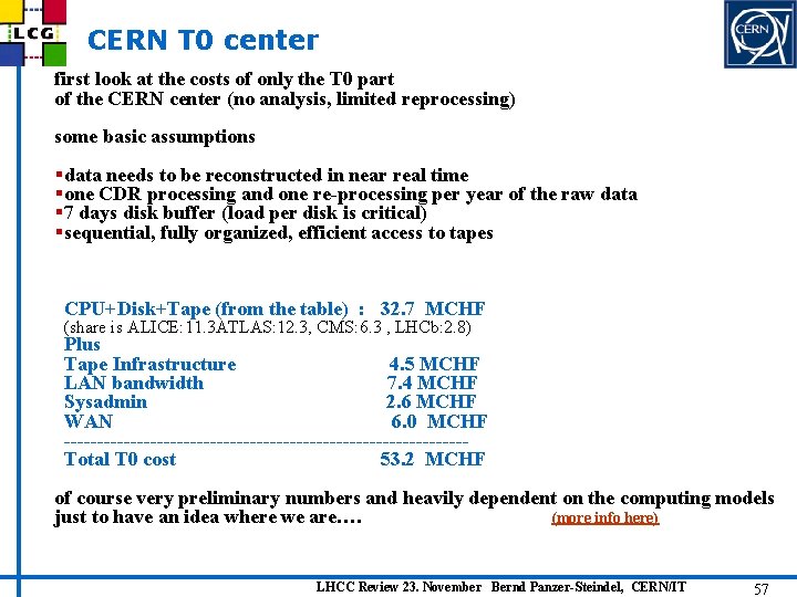 CERN T 0 center first look at the costs of only the T 0