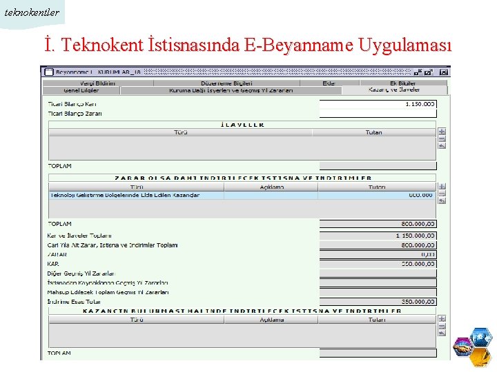 teknokentler İ. Teknokent İstisnasında E-Beyanname Uygulaması 1/11 