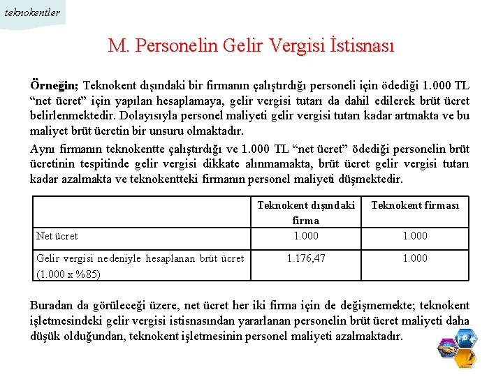 teknokentler M. Personelin Gelir Vergisi İstisnası Örneğin; Teknokent dışındaki bir firmanın çalıştırdığı personeli için