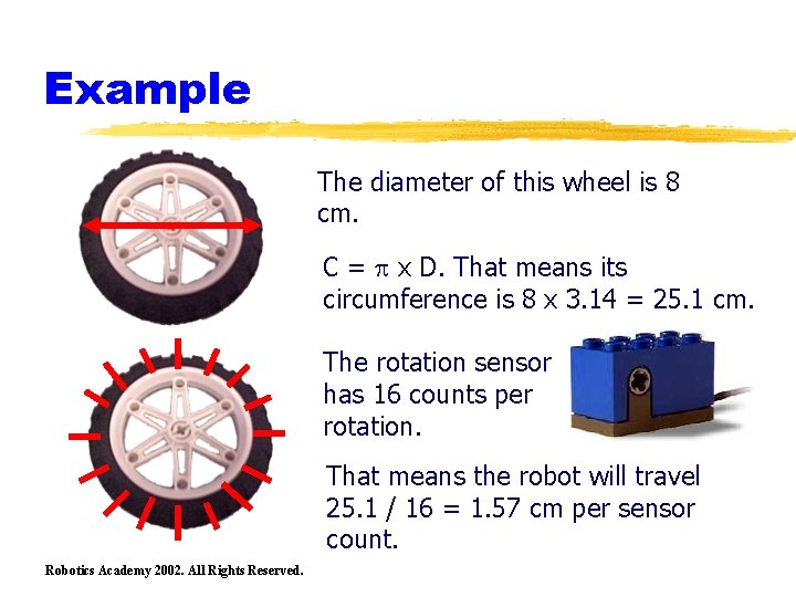 Example The diameter of this wheel is 8 cm. C = p x D.