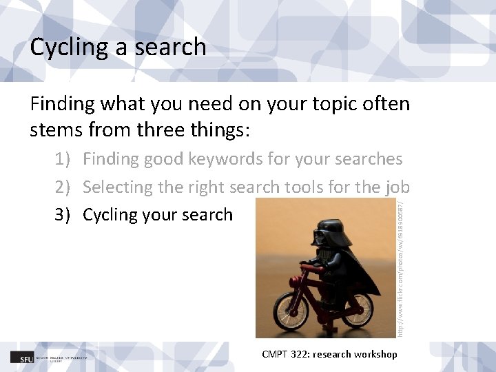 Cycling a search Finding what you need on your topic often stems from three