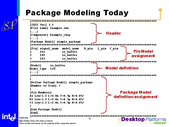 Package Modeling Today |************************************* [IBIS Ver] 3. 2 [File name] example. ibs {. .