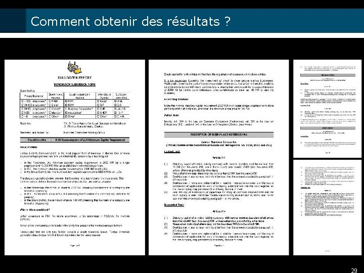 Comment obtenir des résultats ? 29 