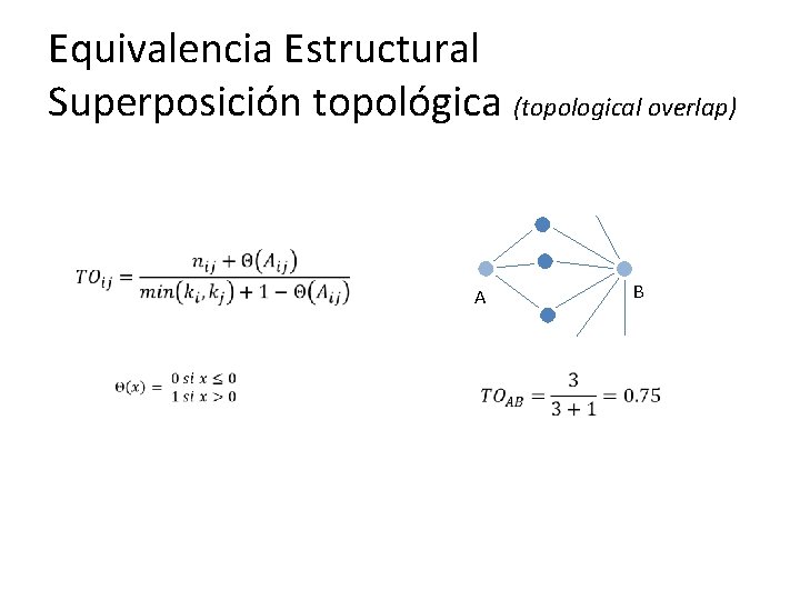 Equivalencia Estructural Superposición topológica (topological overlap) A B 