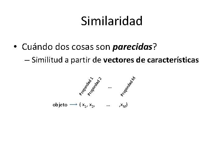 Similaridad • Cuándo dos cosas son parecidas? objeto d M da pie … Pro