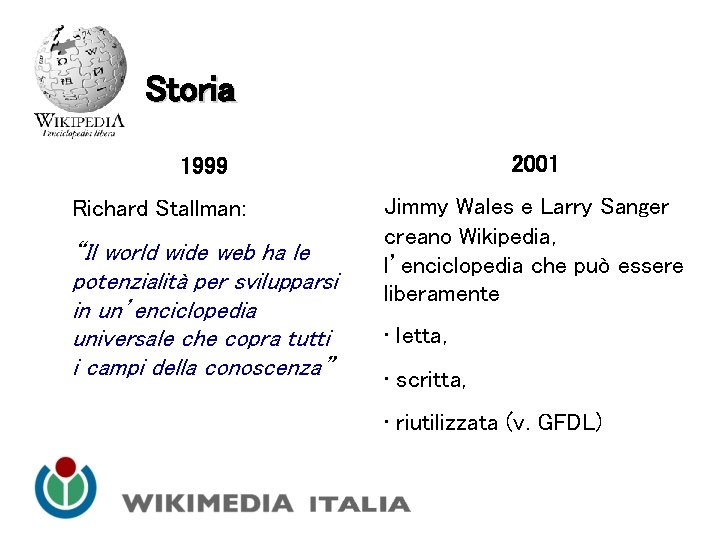 Storia 2001 1999 Richard Stallman: “Il world wide web ha le potenzialità per svilupparsi