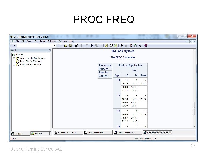 PROC FREQ Up and Running Series: SAS 27 