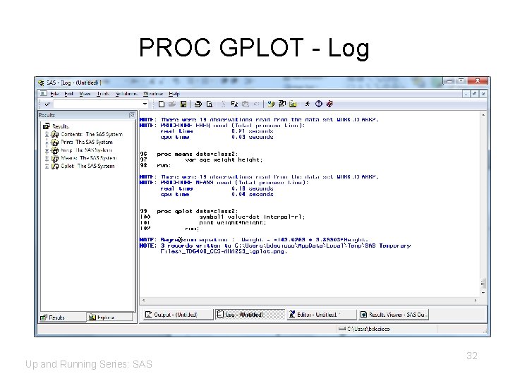 PROC GPLOT - Log Up and Running Series: SAS 32 