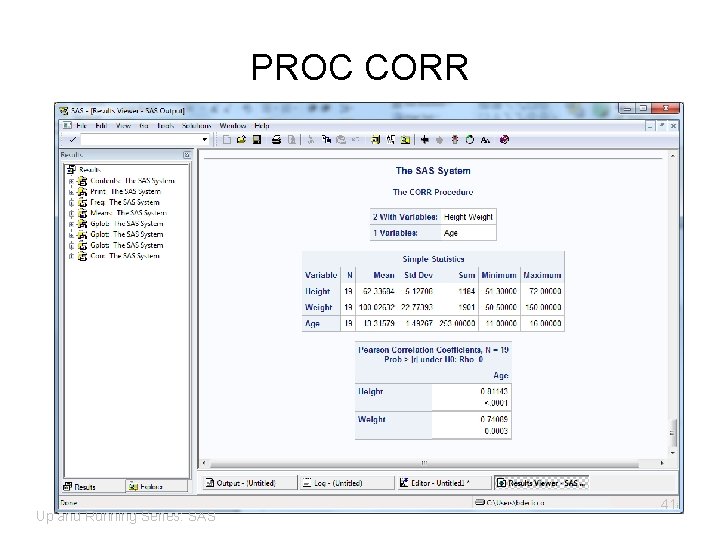 PROC CORR Up and Running Series: SAS 41 