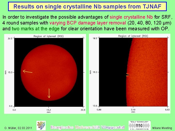 Results on single crystalline Nb samples from TJNAF In order to investigate the possible