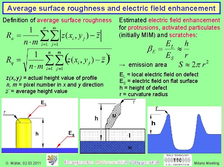 Average surface roughness and electric field enhancement Definition of average surface roughness Estimated electric