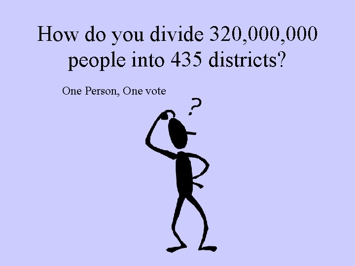 How do you divide 320, 000 people into 435 districts? One Person, One vote