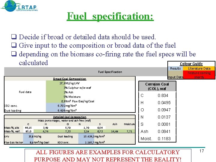 Fuel specification: Decide if broad or detailed data should be used. Give input to