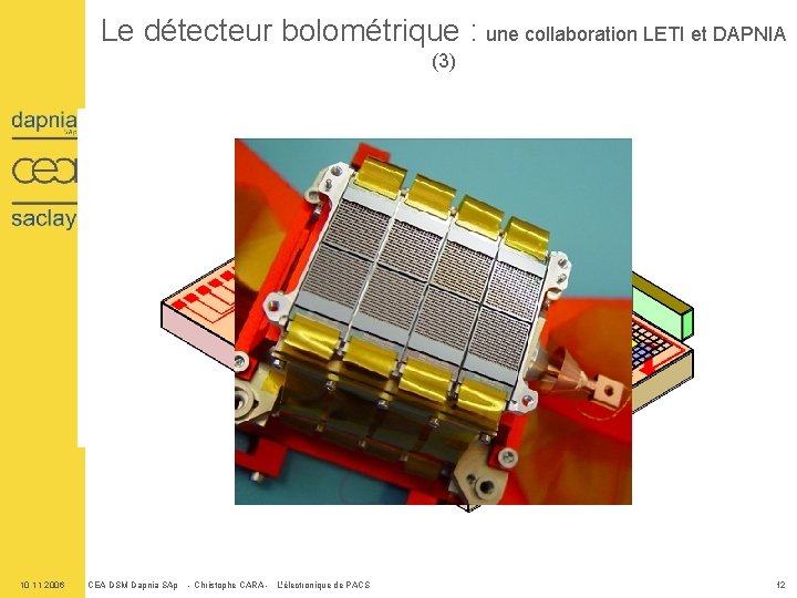 Le détecteur bolométrique : une collaboration LETI et DAPNIA (3) 10 11 2006 CEA