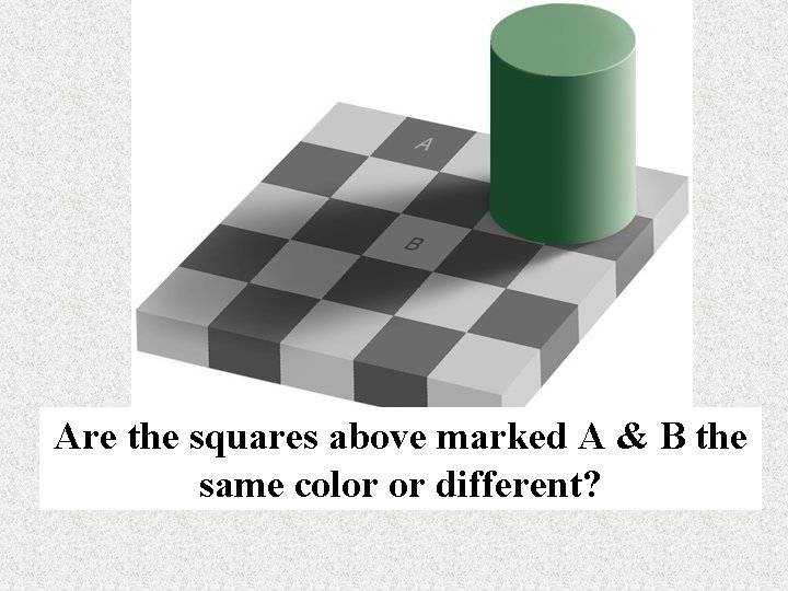Are the squares above marked A & B the same color or different? 