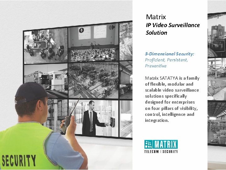 Matrix IP Video Surveillance Solution 3 -Dimensional Security: Proficient, Persistent, Preventive Matrix SATATYA is