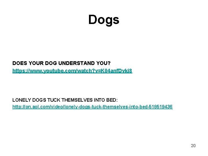 Dogs DOES YOUR DOG UNDERSTAND YOU? https: //www. youtube. com/watch? v=K 04 anf. Dvki