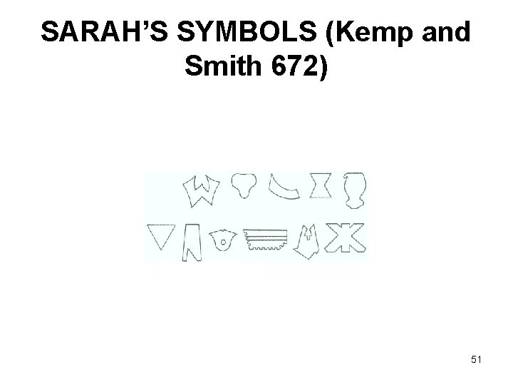 SARAH’S SYMBOLS (Kemp and Smith 672) 51 