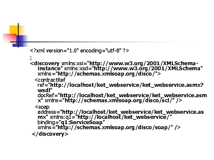 <? xml version="1. 0" encoding="utf-8" ? > <discovery xmlns: xsi="http: //www. w 3. org/2001/XMLSchemainstance"