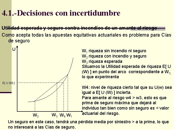 4. 1. -Decisiones con incertidumbre Utilidad esperada y seguro contra incendios de un amante