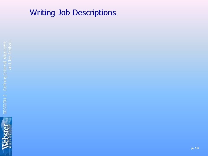 SESSION 2 - Defining Internal Alignment and Job Analysis Writing Job Descriptions p. 14