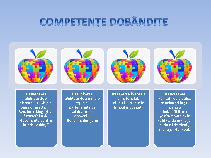 Dezvoltarea abilității de a elabora un "Ghid al bunelor practici în Benchmarking" și un