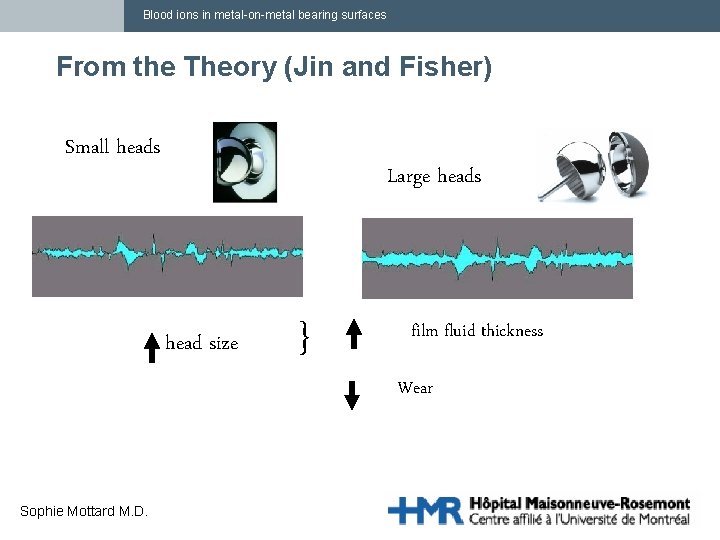 Blood ions in metal-on-metal bearing surfaces From the Theory (Jin and Fisher) Small heads