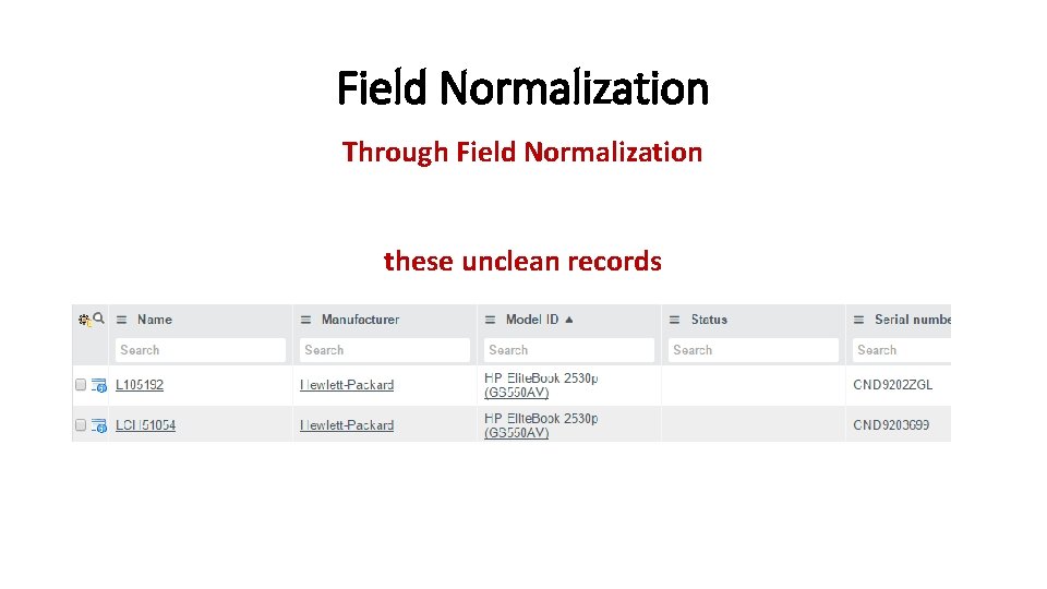 Field Normalization Through Field Normalization these unclean records 