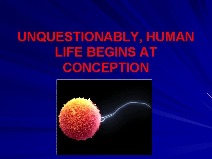 UNQUESTIONABLY, HUMAN LIFE BEGINS AT CONCEPTION 