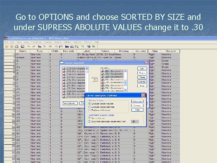 Go to OPTIONS and choose SORTED BY SIZE and under SUPRESS ABOLUTE VALUES change