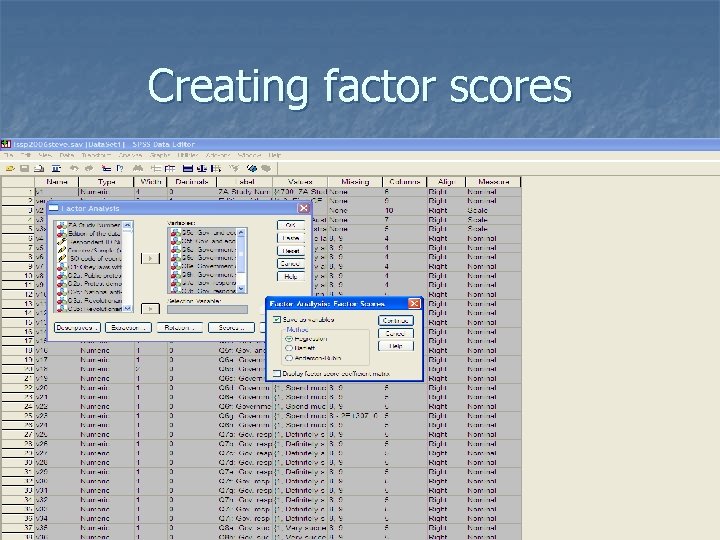 Creating factor scores 