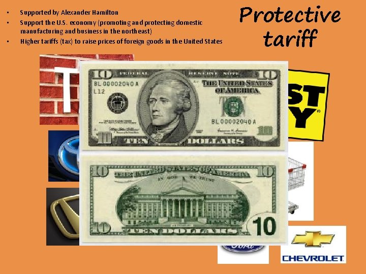  • • • Supported by Alexander Hamilton Support the U. S. economy (promoting