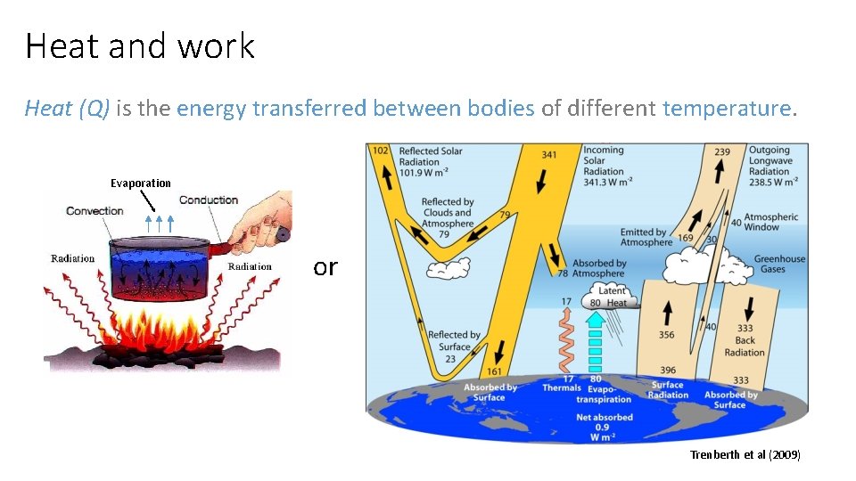 Heat and work Heat (Q) is the energy transferred between bodies of different temperature.