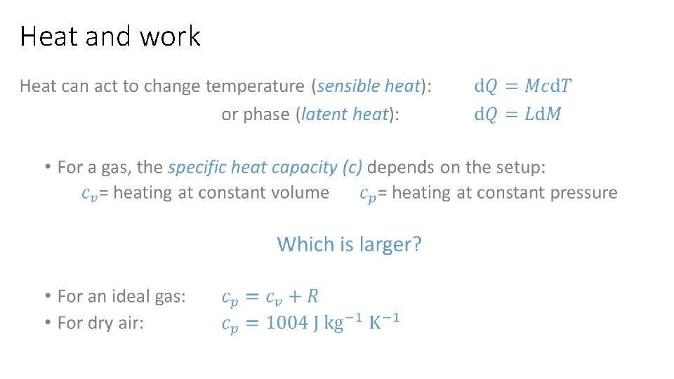 Heat and work • 