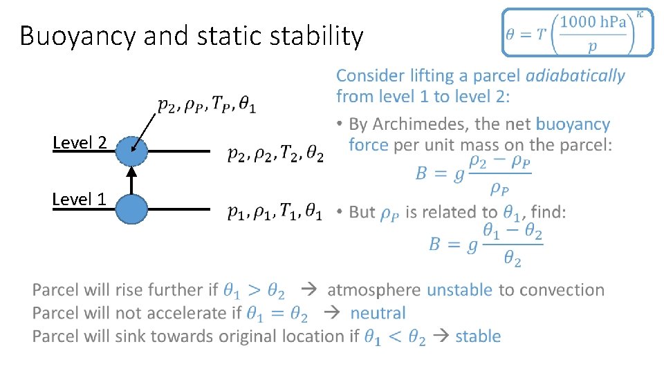 Buoyancy and static stability • Level 2 Level 1 