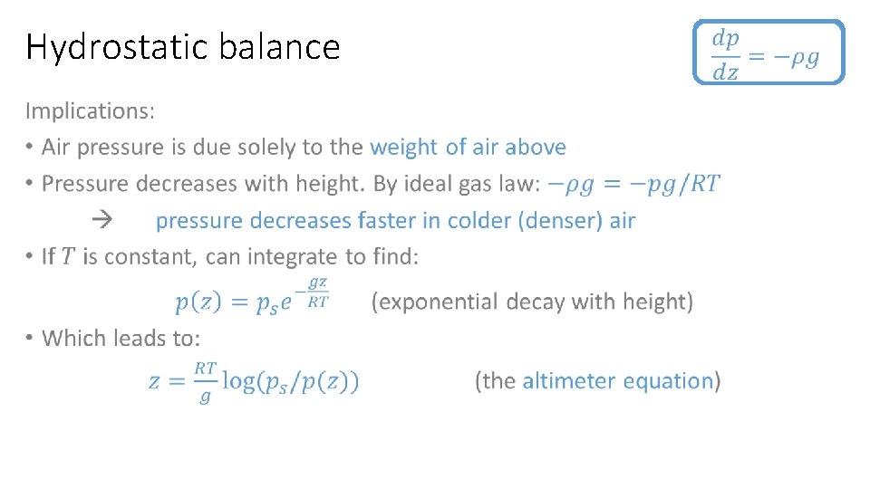 Hydrostatic balance • 