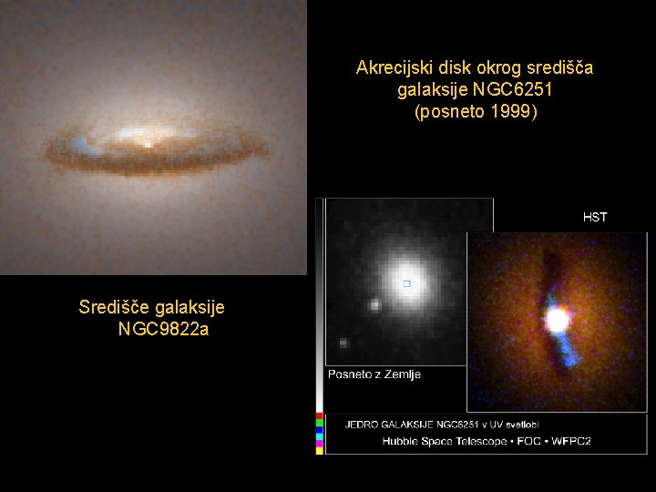 Akrecijski disk okrog središča galaksije NGC 6251 (posneto 1999) Središče galaksije NGC 9822 a